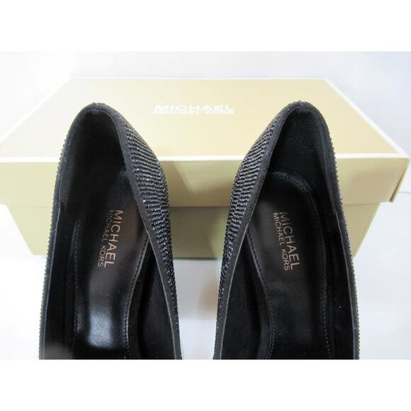 Michael Kors Maxine Block Heel Rhinestone Dress Pumps Pointed Toe Black Size 7.5 - Picture 6 of 7